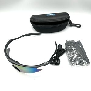 Mira MR-421-MC Sport Sunglasses Black Wrap Around Iridescent Lens with Case
